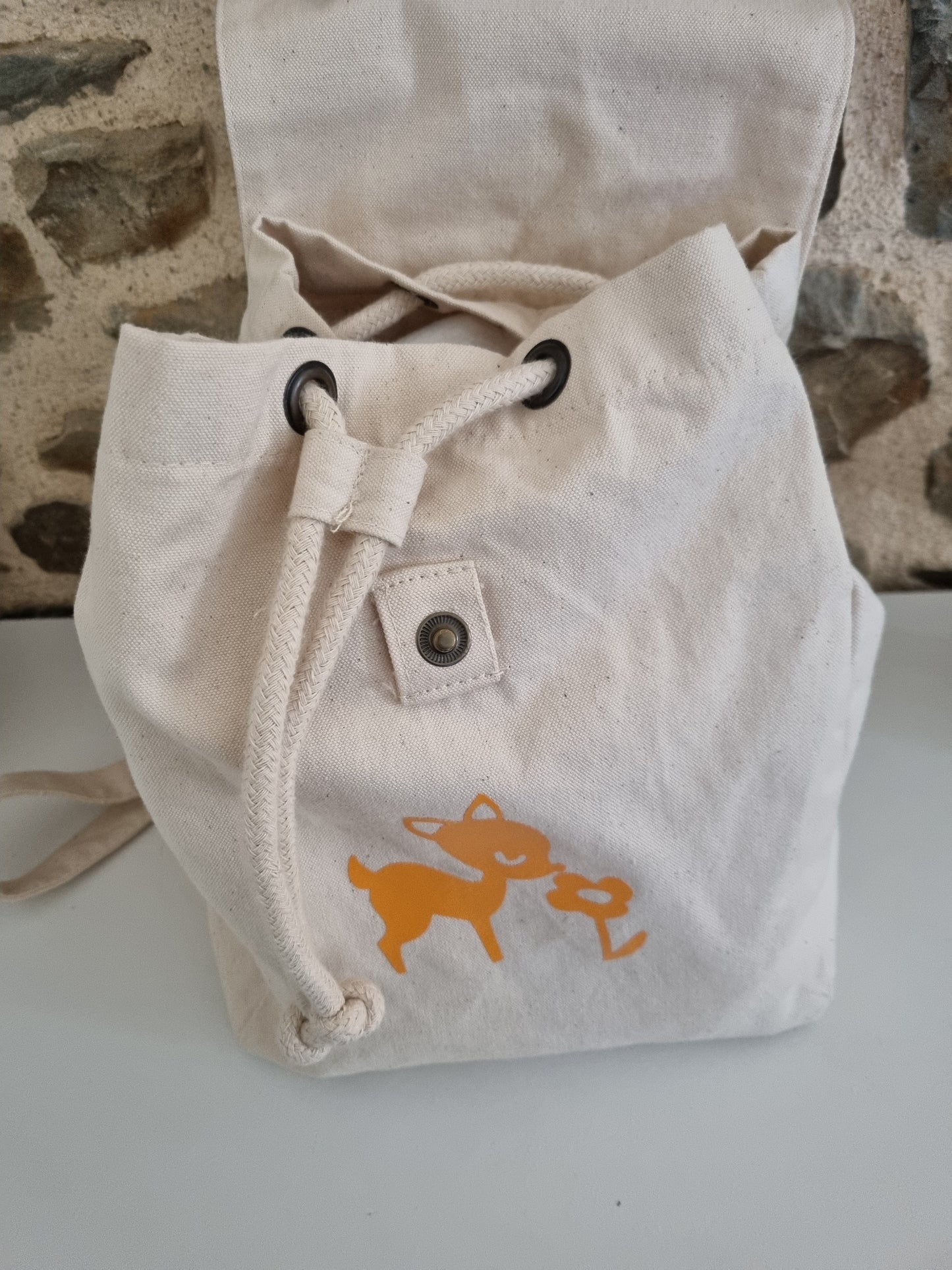 Sac a dos beige C.S.Créatif